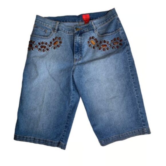 V. Cristina Capri Jeans Women’s Sz 14 Capri Gem Stones Medium Wash Stretch NEW - Picture 8 of 8